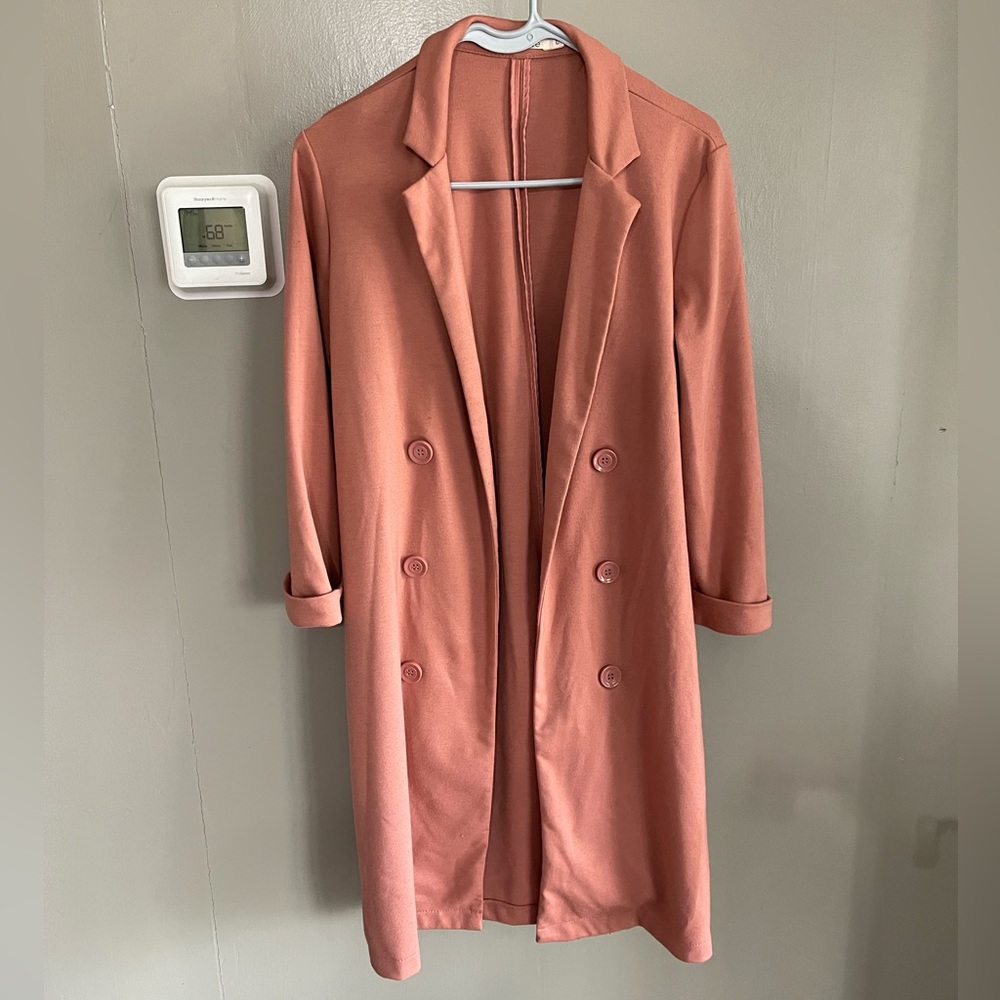 Pink blazer long coat size large